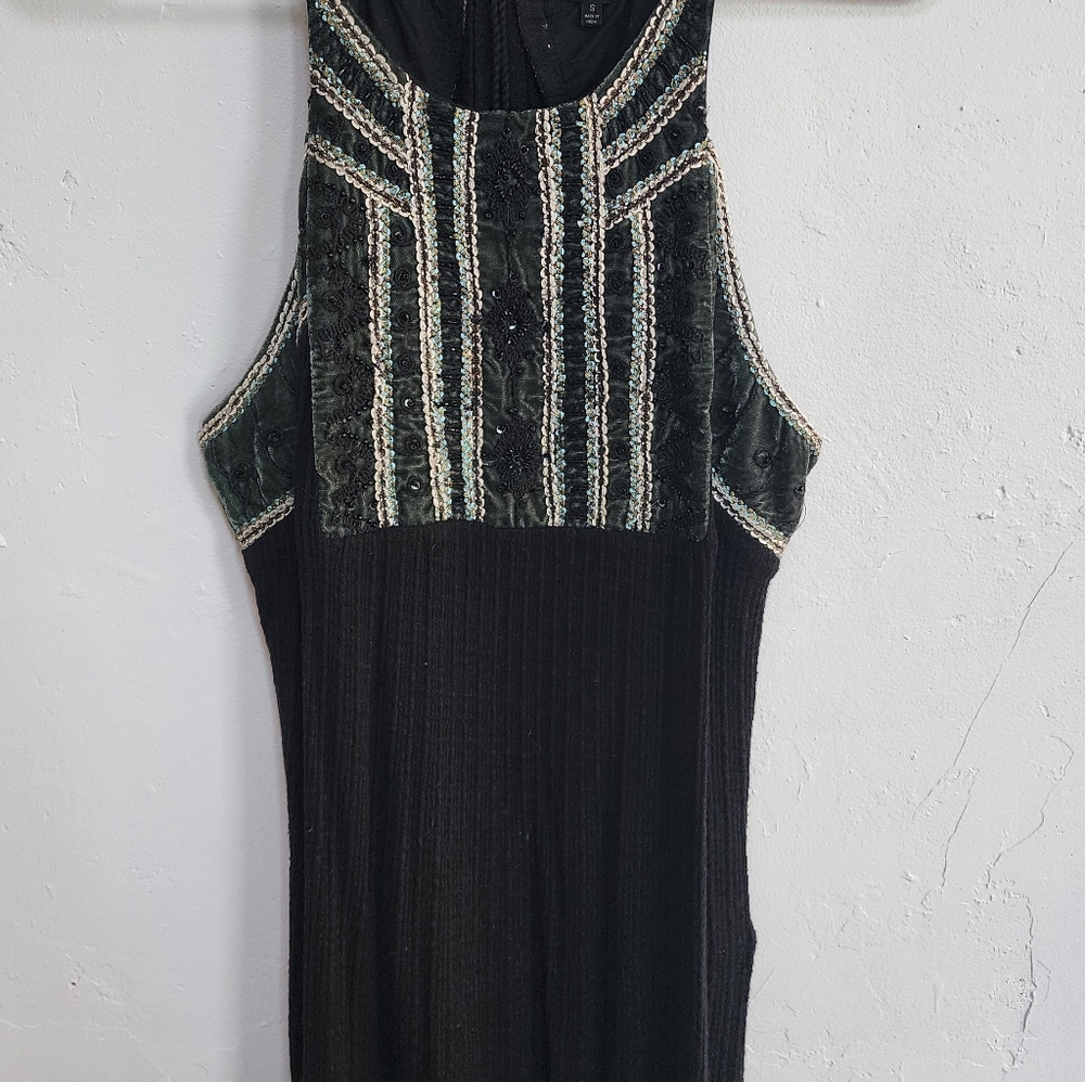 Lucky Brand Black and Green Halter Blouse